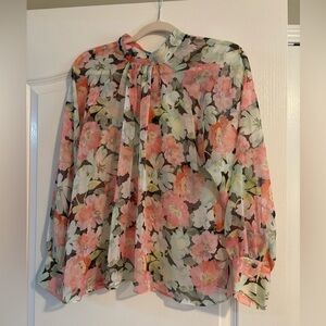 Zara sheer long sleeve blouse